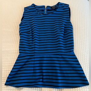 Apt. 9 Blue and Black Striped Peplum Blouse
